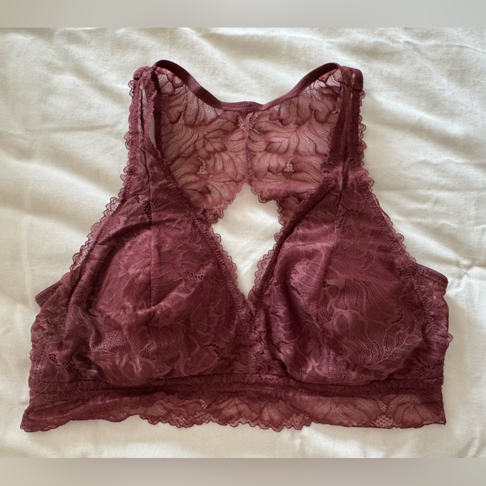 Auden Lace Lightly Lined Bralette in Mauve Burgundy NWOT